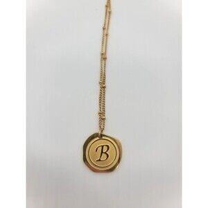 Savvy Cie Jewels 22K Gold Plated Initial Coin Necklace "B" Adjustable